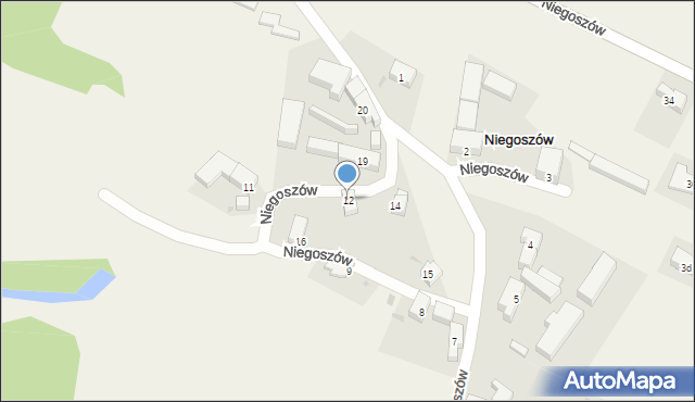 Niegoszów, Niegoszów, 12, mapa Niegoszów