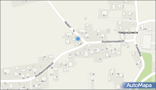 Niegoszowice, Niegoszowice, 19, mapa Niegoszowice