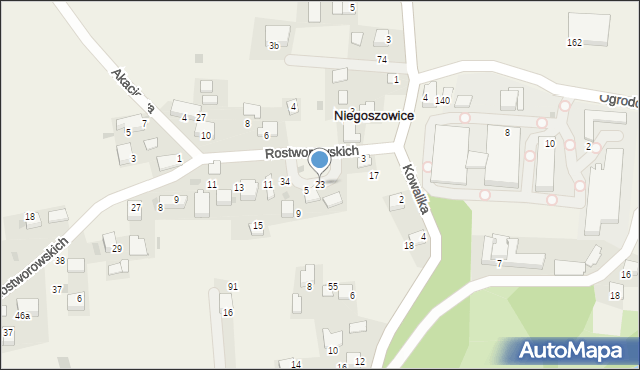 Niegoszowice, Niegoszowice, 23, mapa Niegoszowice