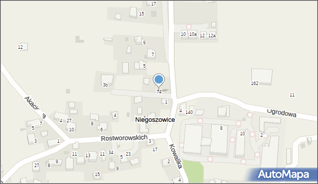 Niegoszowice, Niegoszowice, 74, mapa Niegoszowice