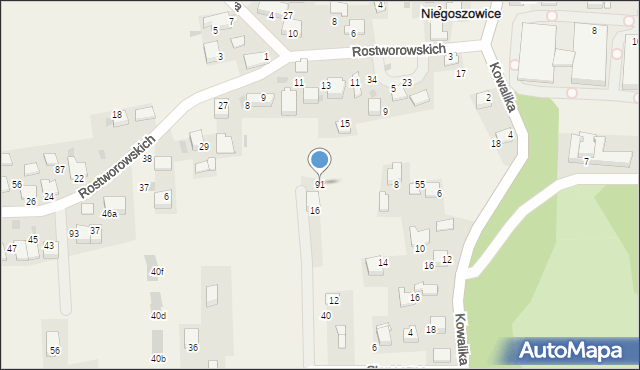 Niegoszowice, Niegoszowice, 91, mapa Niegoszowice