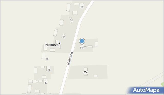 Niekurza, Niekurza, 54A, mapa Niekurza