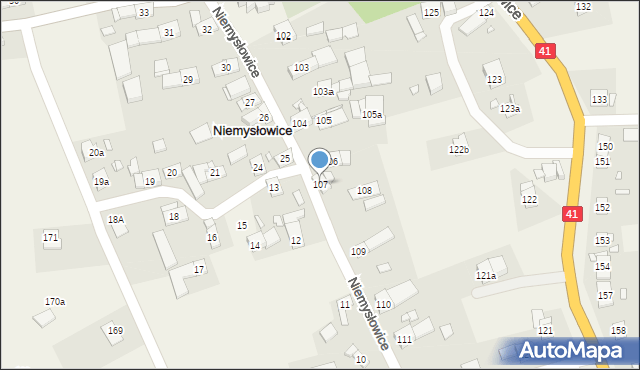 Niemysłowice, Niemysłowice, 107, mapa Niemysłowice