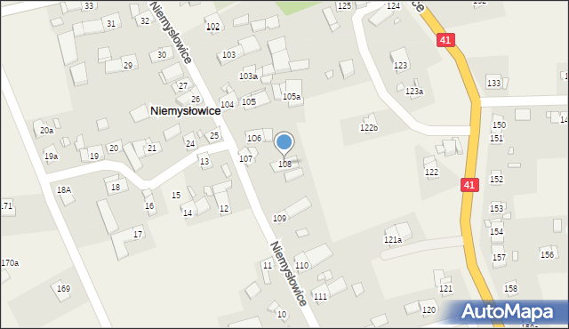 Niemysłowice, Niemysłowice, 108, mapa Niemysłowice