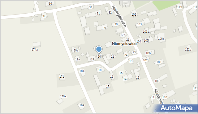 Niemysłowice, Niemysłowice, 20, mapa Niemysłowice