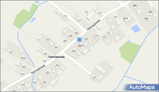 Nienadowa, Nienadowa, 386, mapa Nienadowa