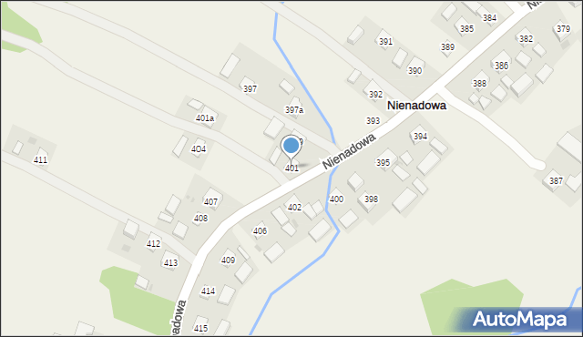 Nienadowa, Nienadowa, 401, mapa Nienadowa