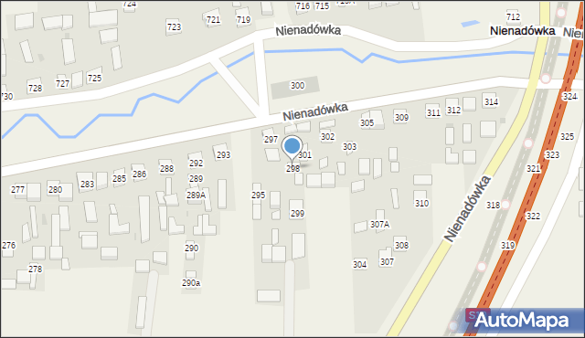 Nienadówka, Nienadówka, 298, mapa Nienadówka