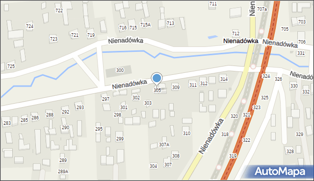 Nienadówka, Nienadówka, 305, mapa Nienadówka