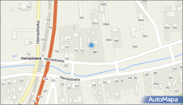 Nienadówka, Nienadówka, 698, mapa Nienadówka