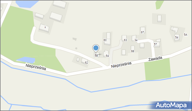 Nieprześnia, Nieprześnia, 58, mapa Nieprześnia