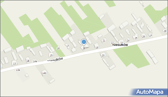 Niesułków, Niesułków, 18, mapa Niesułków