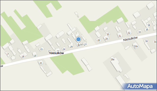 Niesułków, Niesułków, 26, mapa Niesułków