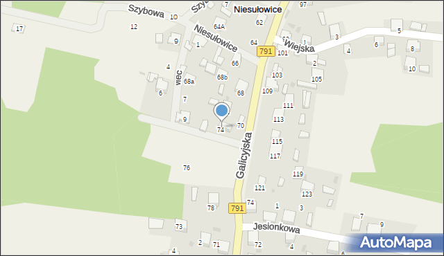 Niesułowice, Niesułowice, 74, mapa Niesułowice