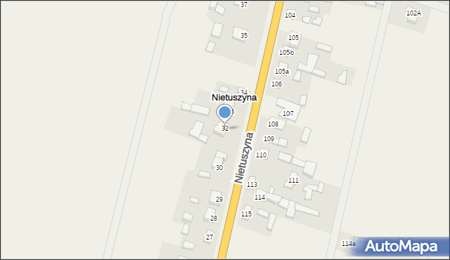 Nietuszyna, Nietuszyna, 32, mapa Nietuszyna