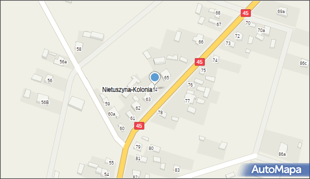 Nietuszyna, Nietuszyna, 64, mapa Nietuszyna