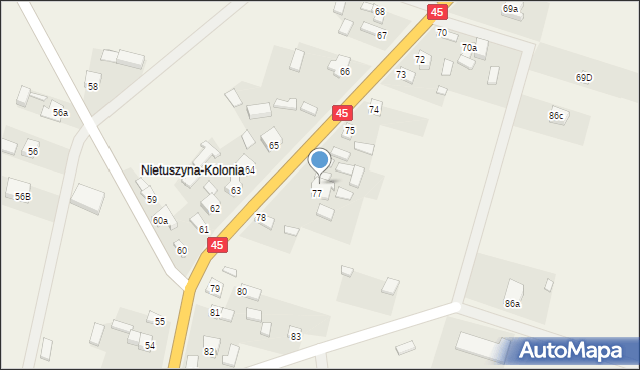 Nietuszyna, Nietuszyna, 77a, mapa Nietuszyna