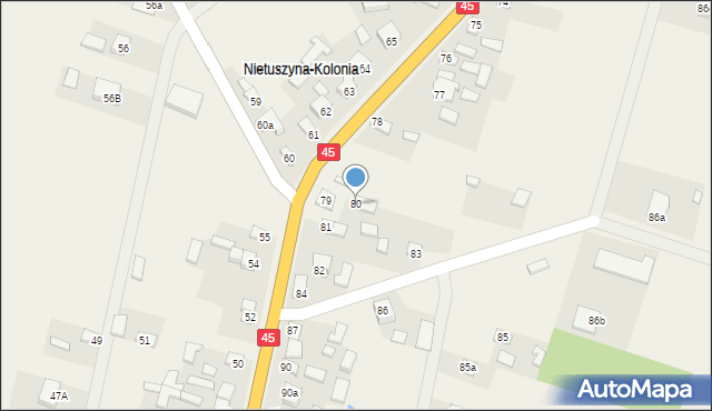 Nietuszyna, Nietuszyna, 80, mapa Nietuszyna