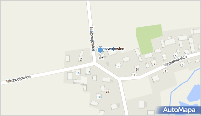 Niezwojowice, Niezwojowice, 12a, mapa Niezwojowice