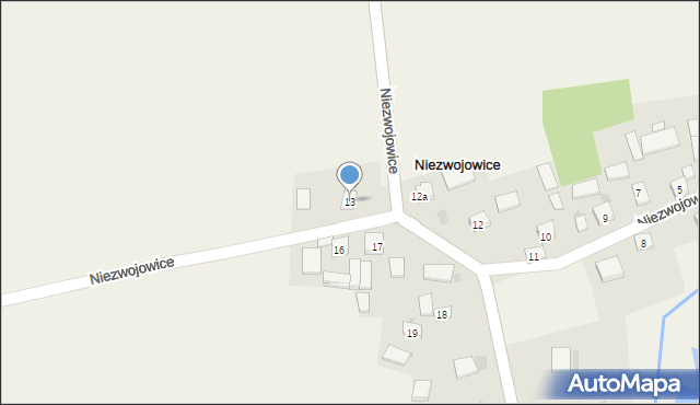 Niezwojowice, Niezwojowice, 13, mapa Niezwojowice