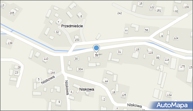 Niskowa, Niskowa, 58, mapa Niskowa