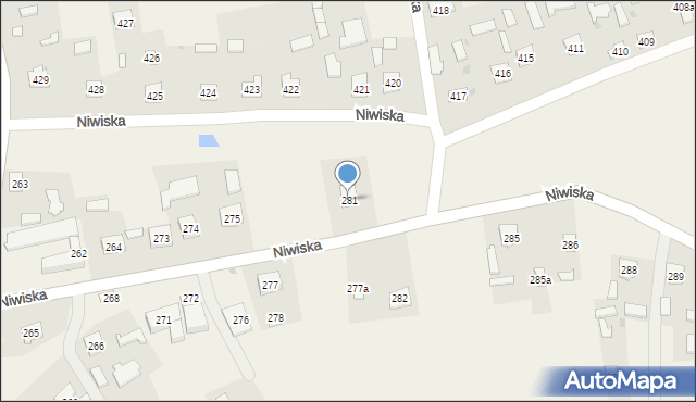 Niwiska, Niwiska, 281, mapa Niwiska