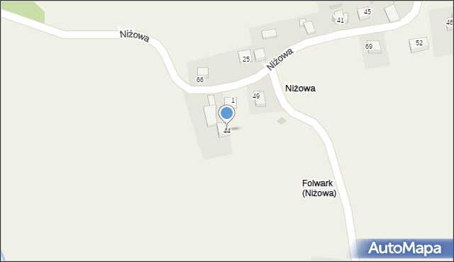 Niżowa, Niżowa, 44, mapa Niżowa