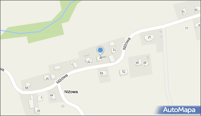 Niżowa, Niżowa, 45, mapa Niżowa