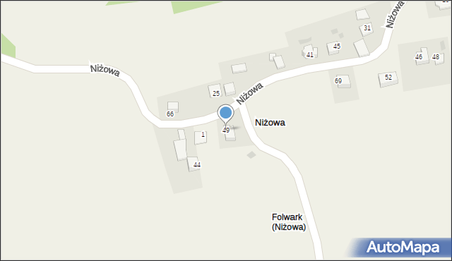 Niżowa, Niżowa, 49, mapa Niżowa