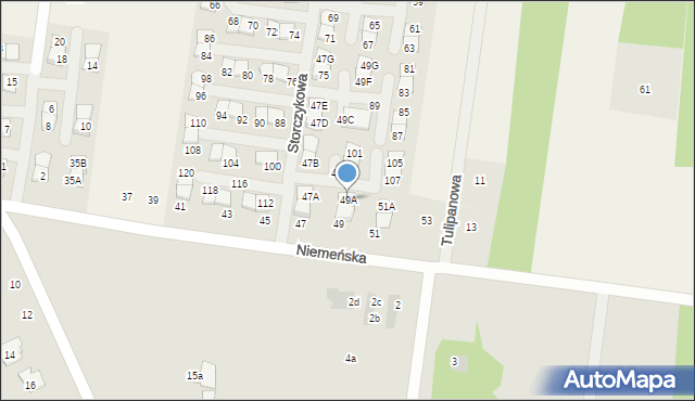 Nowodworce, Niemeńska, 49A, mapa Nowodworce