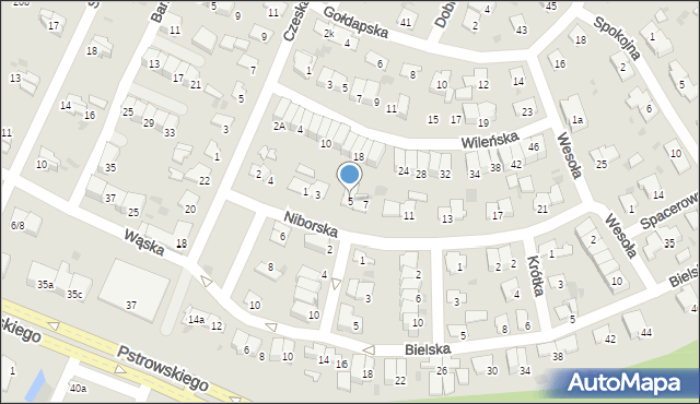 Olsztyn, Niborska, 5, mapa Olsztyna