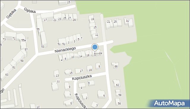 Olsztyn, Nienackiego Zbigniewa, 22, mapa Olsztyna