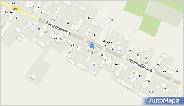 Prądy, Niemodlińska, 36, mapa Prądy