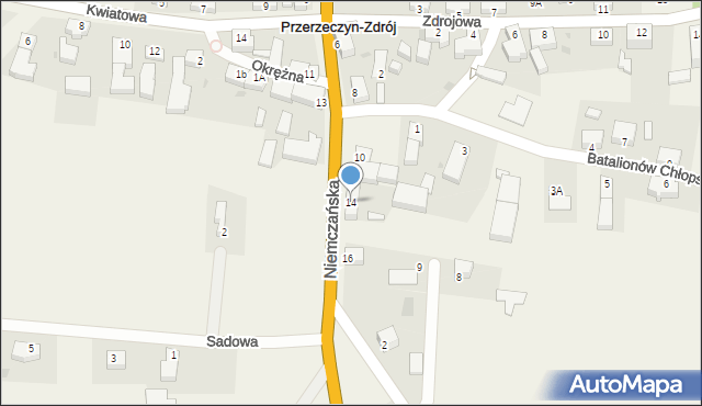 Przerzeczyn-Zdrój, Niemczańska, 14, mapa Przerzeczyn-Zdrój