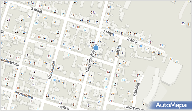 Pyzdry, Niepodległości, 22, mapa Pyzdry