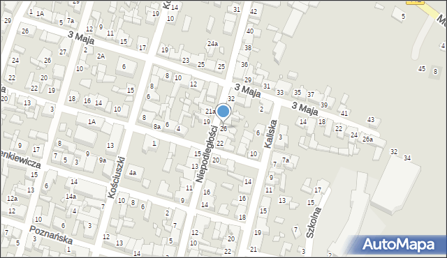 Pyzdry, Niepodległości, 26, mapa Pyzdry