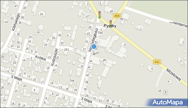 Pyzdry, Niepodległości, 48, mapa Pyzdry