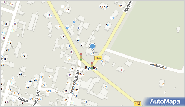 Pyzdry, Niepodległości, 49, mapa Pyzdry