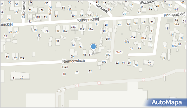 Radom, Niemcewicza Juliana Ursyna, 67A, mapa Radomia