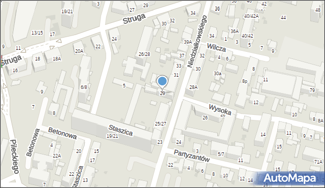 Radom, Niedziałkowskiego Mieczysława, 29, mapa Radomia