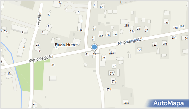 Ruda-Huta, Niepodległości, 29, mapa Ruda-Huta