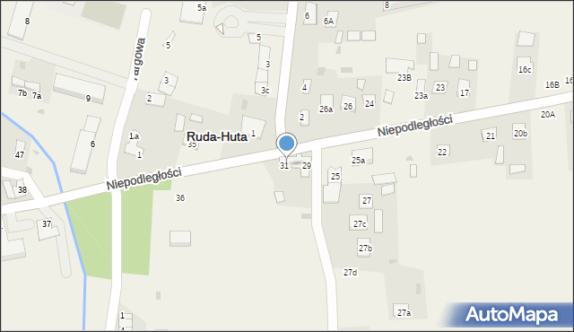 Ruda-Huta, Niepodległości, 31, mapa Ruda-Huta