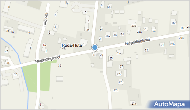 Ruda-Huta, Niepodległości, 31, mapa Ruda-Huta