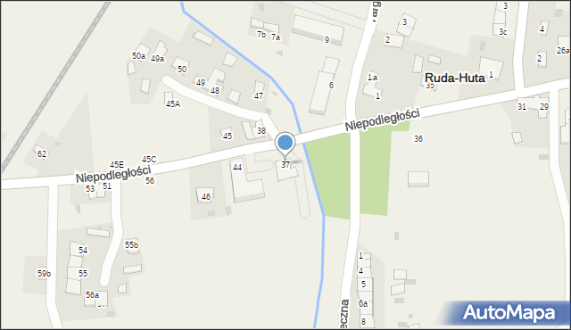 Ruda-Huta, Niepodległości, 37, mapa Ruda-Huta