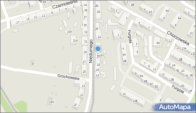 Ruda Śląska, Niedurnego Piotra, 20, mapa Rudy Śląskiej