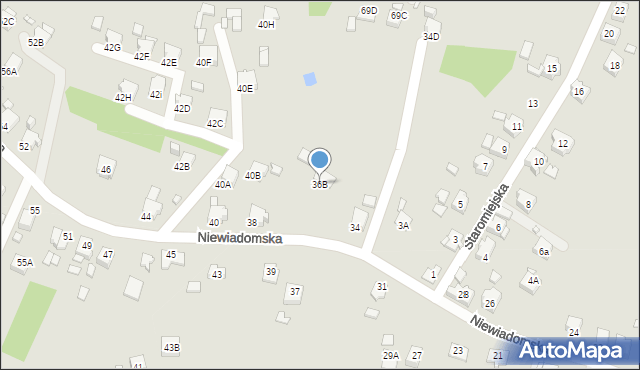 Rybnik, Niewiadomska, 36B, mapa Rybnika