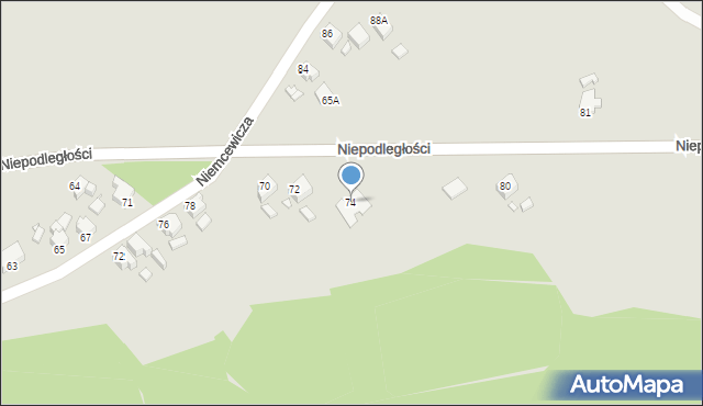 Rybnik, Niepodległości, 74, mapa Rybnika