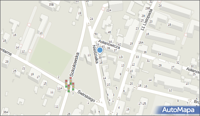 Siedlce, Niedziałka Jana, ks., 20, mapa Siedlce