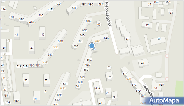 Siemianowice Śląskie, Niepodległości, 66B, mapa Siemianowice Śląskie