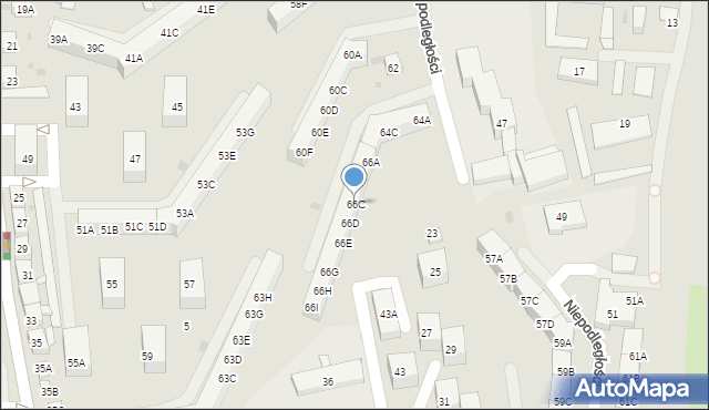 Siemianowice Śląskie, Niepodległości, 66C, mapa Siemianowice Śląskie